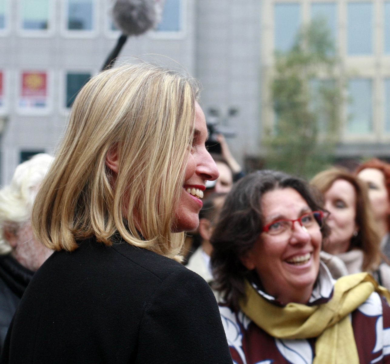 UN in Brussels Director Barbara Pesce-Monteiro and EU foreign policy chief Federica Mogherini 